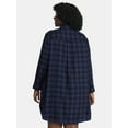 thumbnail image 2 of Terra & Sky Women's Plus Cotton Plaid Oversized Shirtdress, Sizes 0X-5X, 2 of 4
