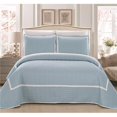 thumbnail image 1 of Chic Home QS4317-US 3 Piece Selby Hotel Collection 2 Tone Banded Quilted Geometrical Embroidered King Quilt Set, Blue, 1 of 1