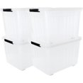 thumbnail image 1 of Cand 4 Boîtes de Rangement 70 Pintes avec Roues, Grandes Boîtes avec Couvercle, Transparent, 1 of 7