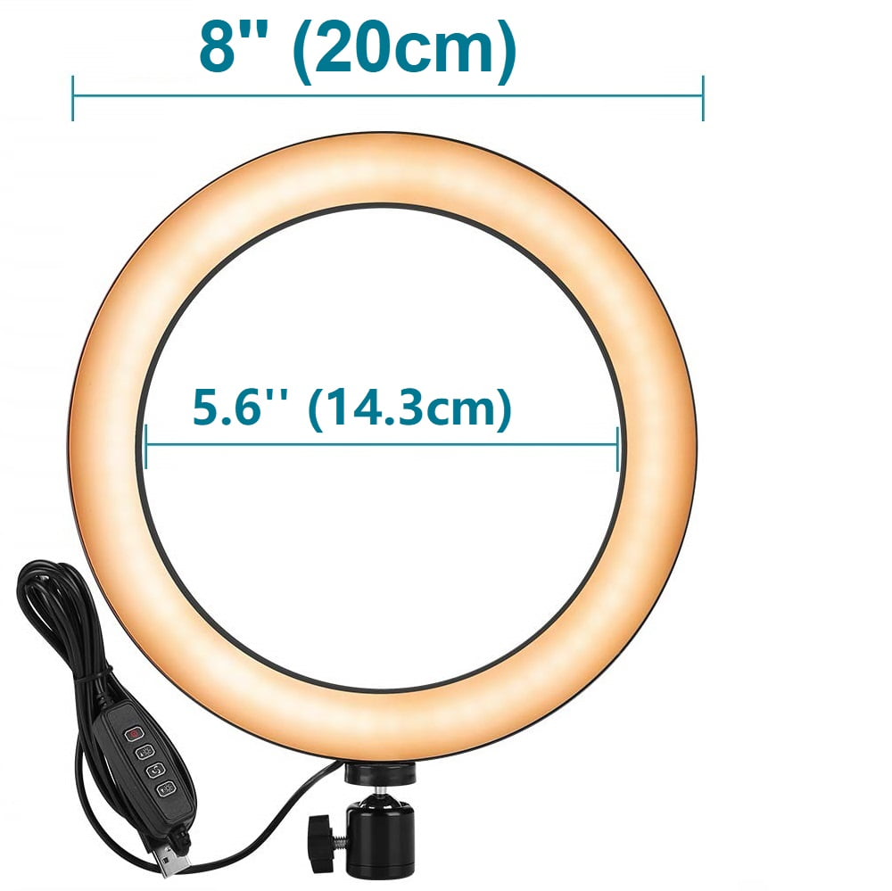 Phone Ring Light Holder, 8'' Ring Light with 2 Foldable Arm Stand for iPhone to Baking,Craft,Calligraphy,Drawing,Online Lesson,Video Recording