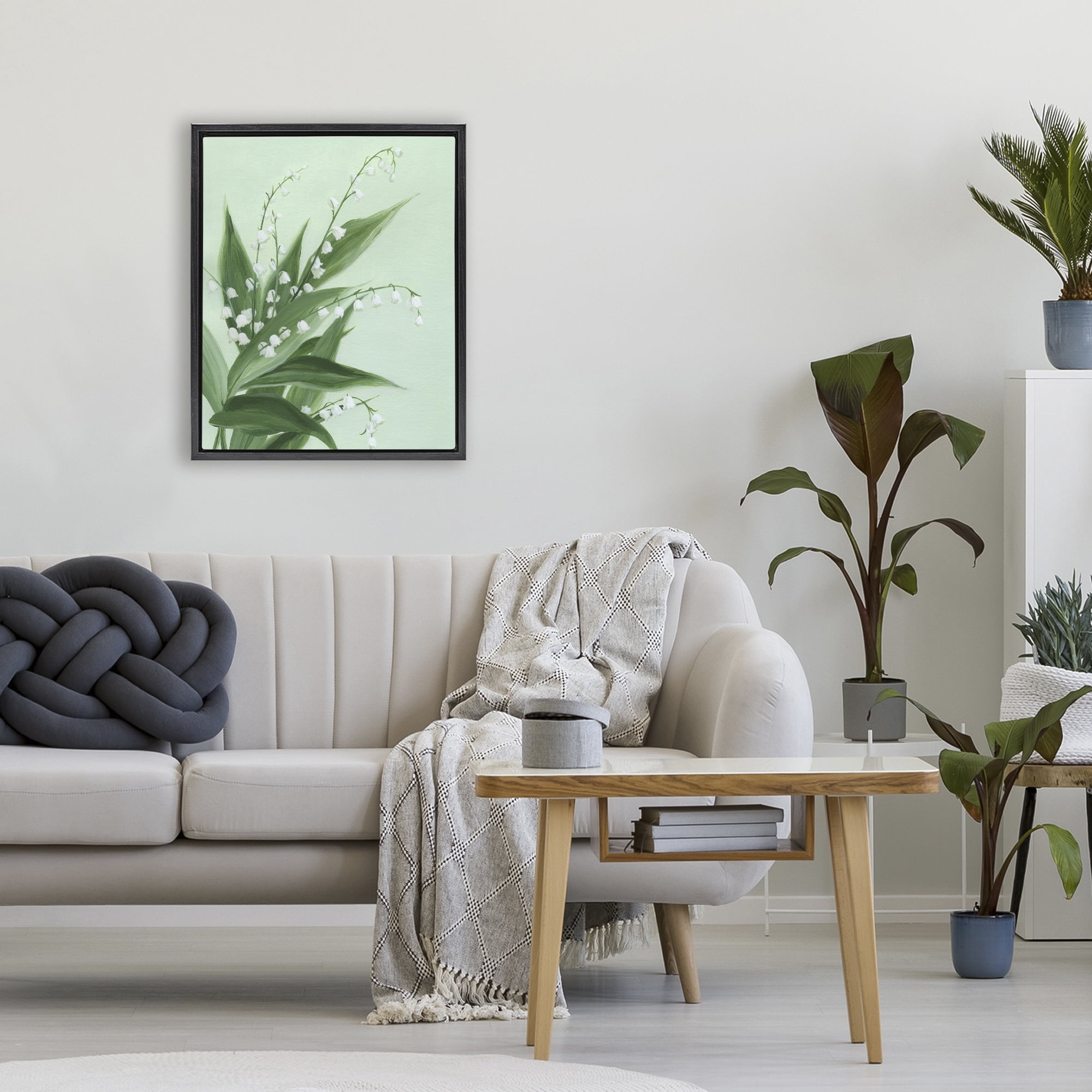Stupell Industries Verdant Lily Of Valley Black Framed Floater Canvas Wall Art, design by Grace Popp