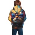 thumbnail image 3 of Bingfone Cool Cat With Sunglasses Pattern Youth Classic Hoodies Soft Hooded Pullover Sweatshirts for Girls and Boys, 3 of 6