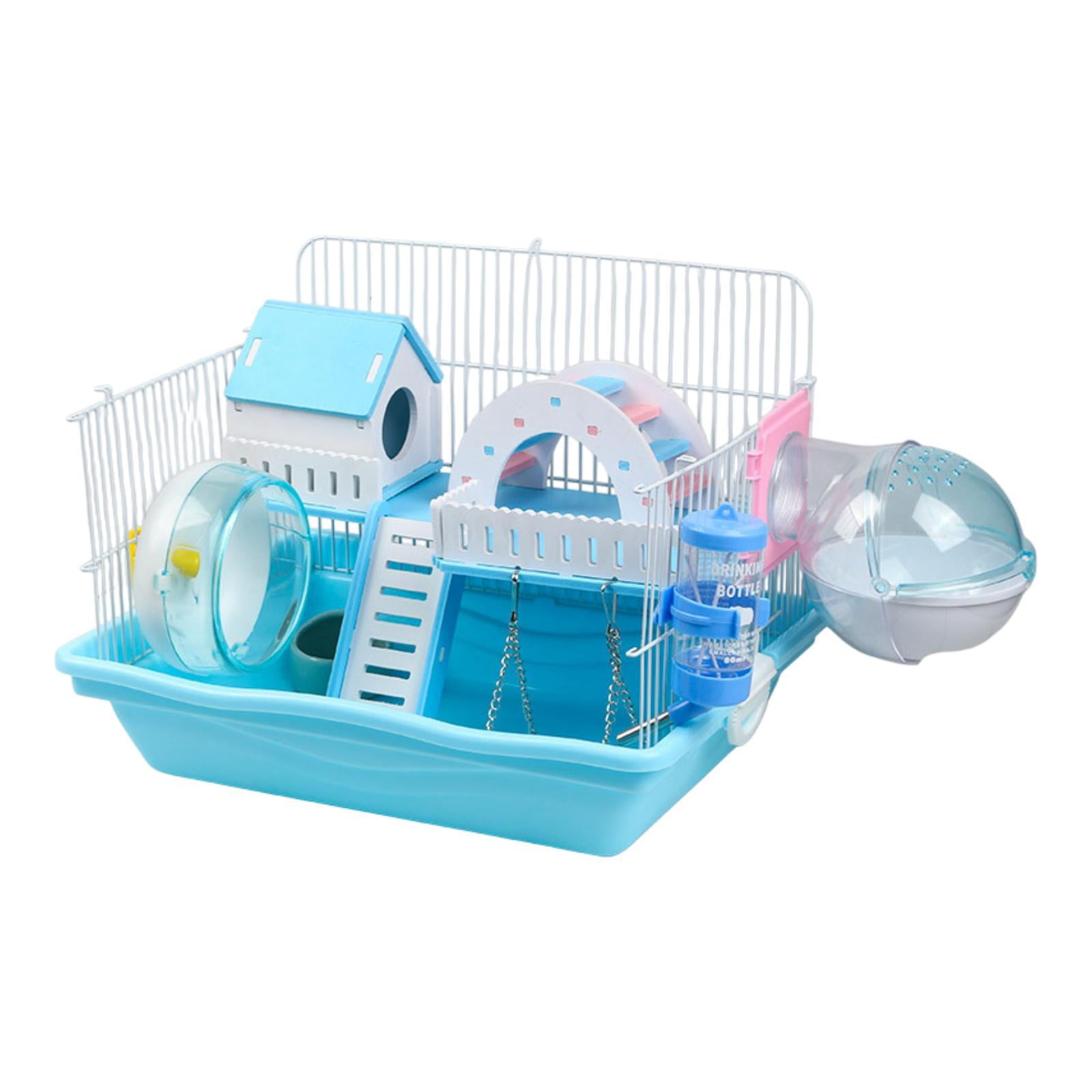 Bothyi Hamster Cage Small Animal Cage with Exercise Wheel, Swing, Bathroom 2 Tier Mouse