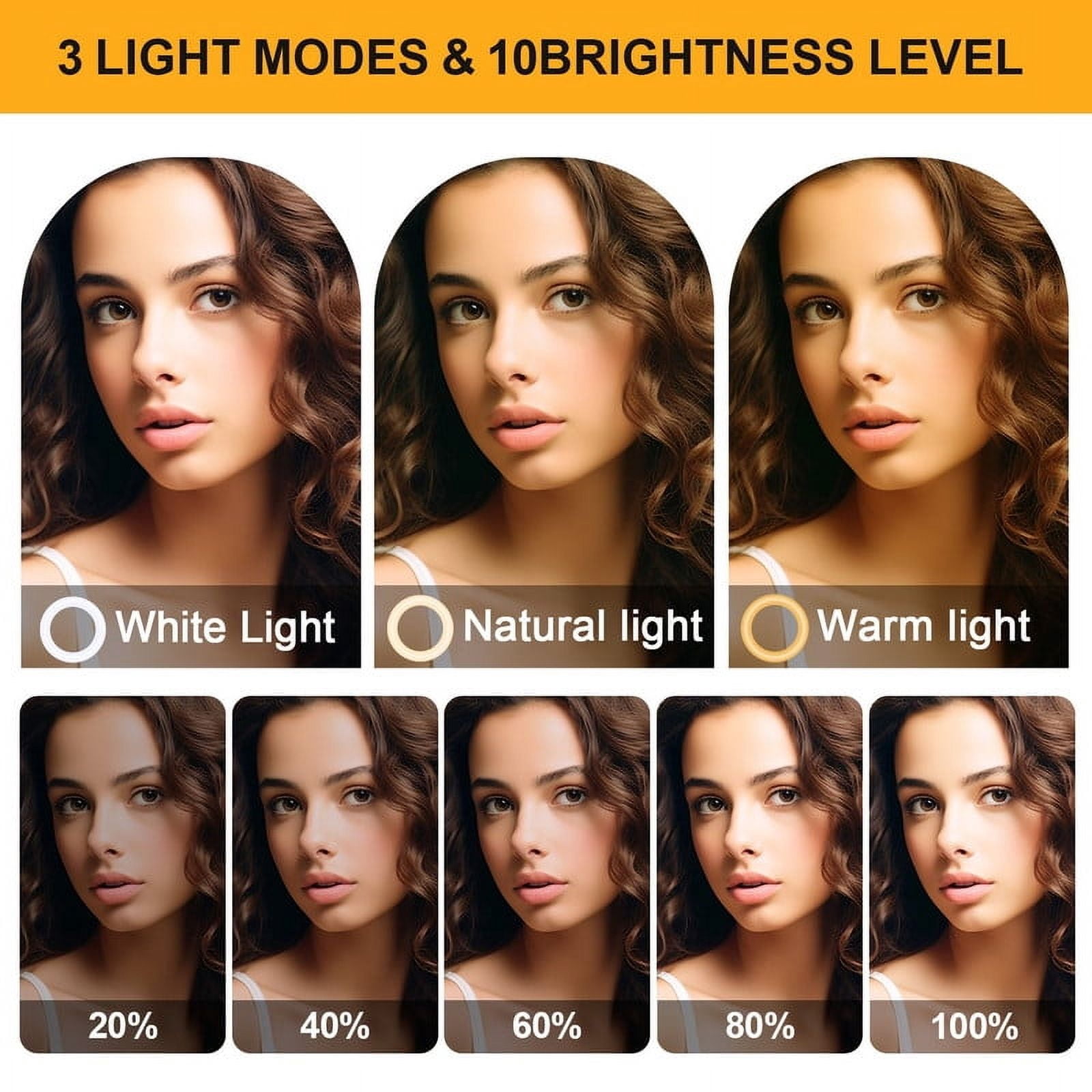 UEGOGO 10-inch Tri-Color Ring Light with a 43.3-inch Tripod and Phone Mount—an LED ring light designed specifically for selfies, perfect for TikTok and YouTube