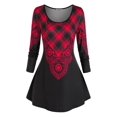 thumbnail image 1 of Camiseta de manga larga de impresión a cuadros Rosegal Mangas largas de talla grande, 1 of 5
