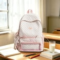 thumbnail image 4 of Kawaii Polka Dot Backpack with Star Pendant, 16.53X11.41X5.51 inch Cute Lightweight Laptop Bookbag With Ears Pendant, Waterproof Multi Pocket Casual Daypack for Travel and Daily Commute, 4 of 5