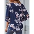 thumbnail image 4 of Blusa de gasa con estampado floral,Blusa de gasa con manga acampanada, blusa de gasa con mangas, blusa de gasa informal, camisa diseñada a medida, 4 of 6