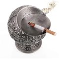 thumbnail image 2 of Vintage Windproof Ashtray with Lid Portable Tabletop Ashtray for Outdoor, Indoor, Metal, Smoking Ashtray, Hand Stamped Design, Gift for Men and Women, 2 of 5