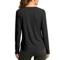 thumbnail image 3 of Women's Long Sleeve UPF 50+ Sun Shirt, Loose Fit Breathable Polyester Workout Top for Outdoor Yoga, Running, Hiking, and Sun Protection, Solid Color Athletic Layer Black L, 3 of 5