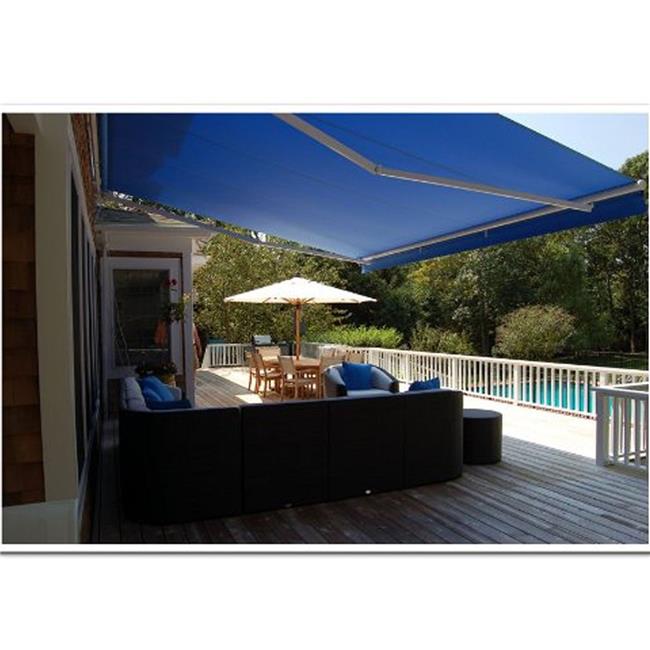16 x 10 ft. Retractable Outdoor Motorized Patio Awning, Blue Walmart
