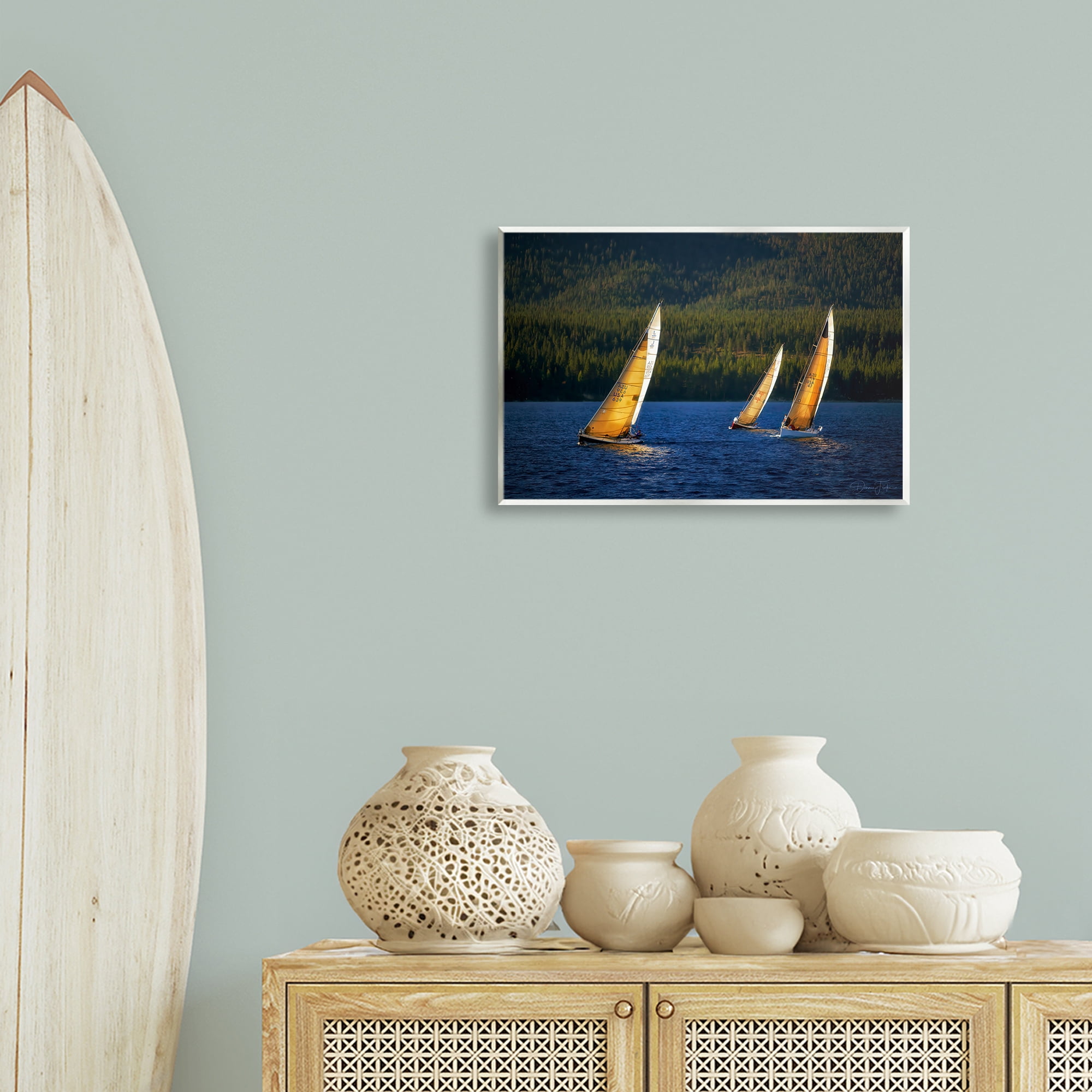 Stupell Industries Floating Sailboat Trio Transportation Photography Unframed Art Print Wall Art, 19 x 13