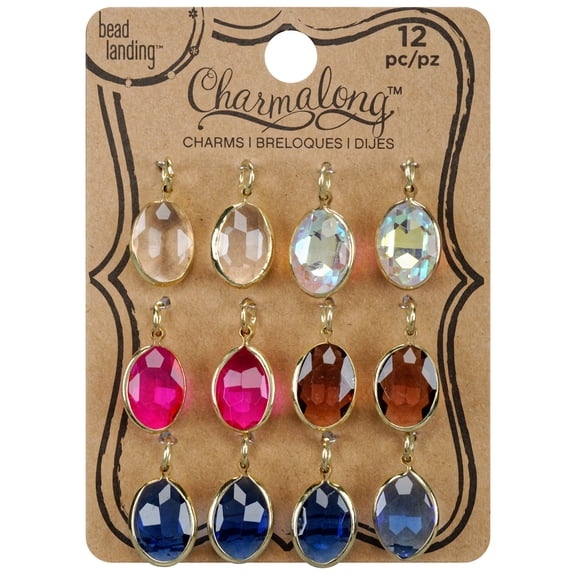 Bead Landing Charmalong Assorted Color Drop Gem Charms, 12 Packs: 12 ct. (144 total)