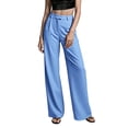 thumbnail image 2 of Tsivenald Womens Satin Wide Leg Pants High Waist Front Pleated Loose Baggy Solid Color Elegant Office Dress Trousers, 2 of 6