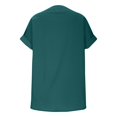 thumbnail image 4 of Linen Shirts for Women Casual V Neck Button Down Blouses Short Sleeve Office Work Tops Loose Vacation Tees Shirt Army Green S, 4 of 7