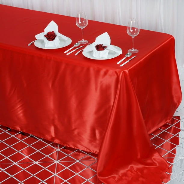Efavormart 90x132" Rectangle RED Wholesale SATIN Tablecloth Banquet