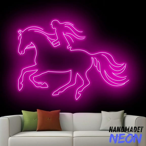 Handmadetneonsign Horse Racing Neon Sign, Horse Riding Led Sign, Sport Wall Decor, Home Wall Art 91696