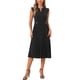 thumbnail image 1 of Vestido sin mangas INSPIRE CHIC para mujer, vestido midi plisado con cuello en V y botones, talla XS, negro, 1 of 6