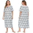 thumbnail image 3 of Women Nightdress Loungewear Dress Floral Print Short Sleeve Long Sleepwear, XL-4XL, 3 of 7