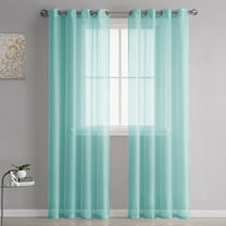 EGYMEN Semi Sheer Curtains, Translucent Linen Drapes for Bedroom, Light Filtering Window Panels for Living Room, Airy Decorative Curtain System for Privacy(Blue)