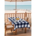 thumbnail image 2 of Outdoor Table Cloth with Umbrella Hole and Zipper, Navy Blue Check Waterproof Rectangle Tablecloth 60"x84", Farmhouse Buffalo Plaid Blue Washable Table Cover for Outside Party Patio Picnic, 2 of 8