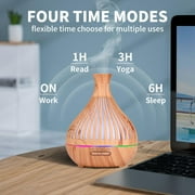 KAMIDA 500ml oil Diffuser with 6*10ml Essential Oil with Remote,Oil Air Humidifier Vaporizer with 7 Colors Lights for Large Room , Home, Office for Gift, Brown