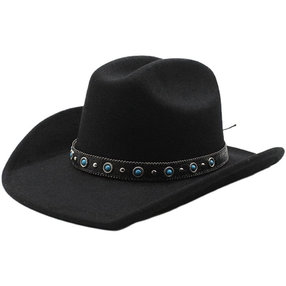 vlrwzc Cowboy Hat for Men Women Classic Fedora Hat Felt Cowgirls Hats Wide Brim Western Hat Felt Western Cowboy Hat