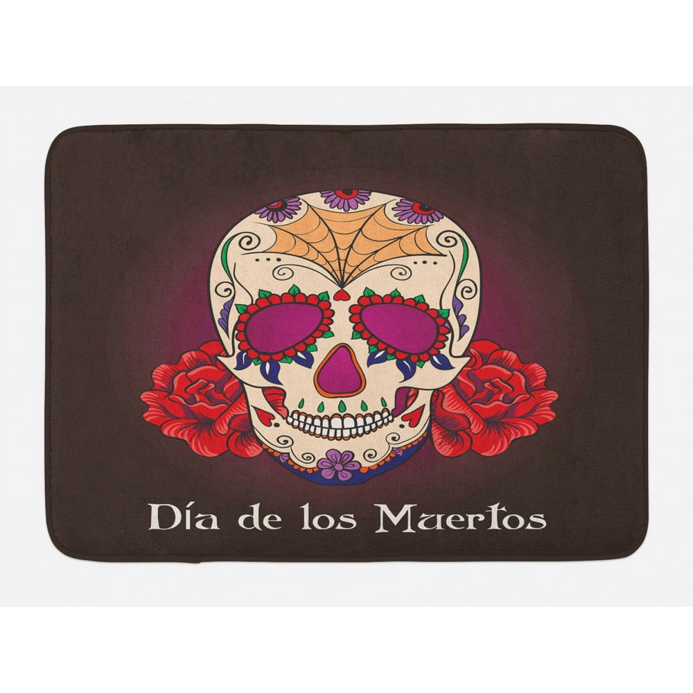 Day Of The Dead Bath Mat, Dia de Los Muertos Quote Spanish Skull Dead ...