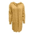 thumbnail image 5 of Chunky Knit Hooded Cardigan, Oversized Cable-Knit Coat, Winter Sweater Jacket Yellow L , Coat, 5 of 5