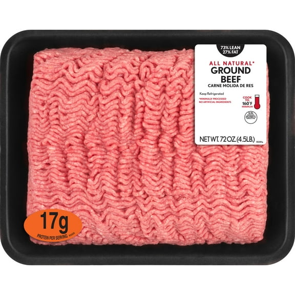 73% Lean/27% Fat Ground Beef, 4.5 lb Tray, Fresh, All Natural*
