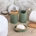 thumbnail image 3 of Chic Matte Green Bathroom Tumbler - Polyresin Toothbrush Holder, Modern Accessory for Vanity Countertop, 3 of 7