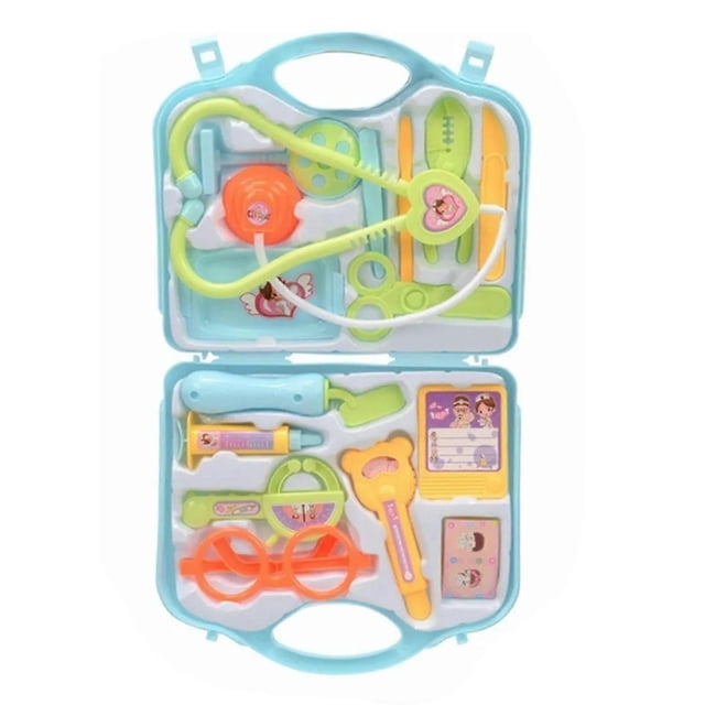 15pcs Doctor Toy Light Blue Educational Cleanable Roles Play Games Kids Pretend Stethoscope Toys Kits
