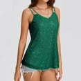 thumbnail image 4 of Luowei Sequin Tops for Women V Neck Tank Tops Sparkly Club Night Concert Outfits, Green, L, 4 of 9