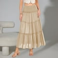 thumbnail image 3 of RUTAYY Women's Skirt High Waisted A-Line Flowy Ruffle Tiered Long Bottom Comfortable Breathable Travel Elegant Long Skirt, 3 of 7