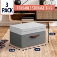 thumbnail image 5 of Ornavo Home Foldable Collapsible XLarge Storage Box Bins Linen Fabric Shelf Basket Cube Organizer with Leather Handles and Lid - Set of 3 - 16.5 x 11.8 x 7.5, 5 of 5
