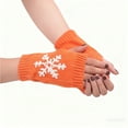 thumbnail image 1 of Casual Snowflake Print Knitted Fingerless Mittens For Winter Warmth And Fashion Comfort, 1 of 3