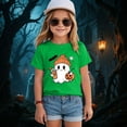 thumbnail image 2 of Staki Girls Halloween Shirts Girl Halloween Shirt Tshirt Short Sleeve Tee Top Kids Season Fall Outfit(Green,13-14 Years), 2 of 5