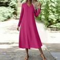 thumbnail image 4 of SDNall Women's Casual V-Neck Dress with Long Sleeve, Pocket Maxi Dress, 4 of 9