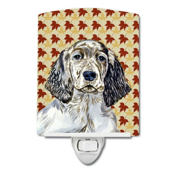 Caroline's Treasures LH9097CNL English Setter Fall Leaves Portrait Ceramic Night Light, 6x4x3", multicolor