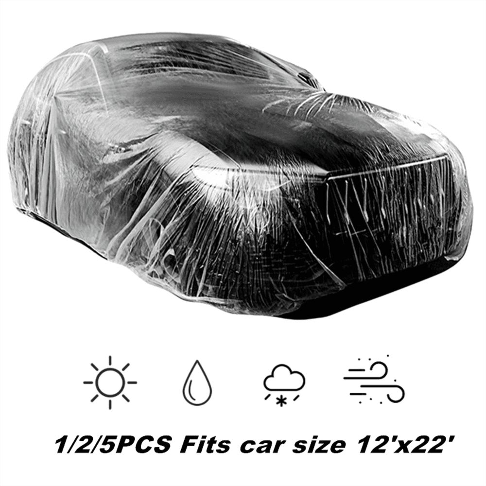 Costyle 1Pcs Disposable Car Cover Universal Clear Plastic Waterproof Dustproof Auto Cover