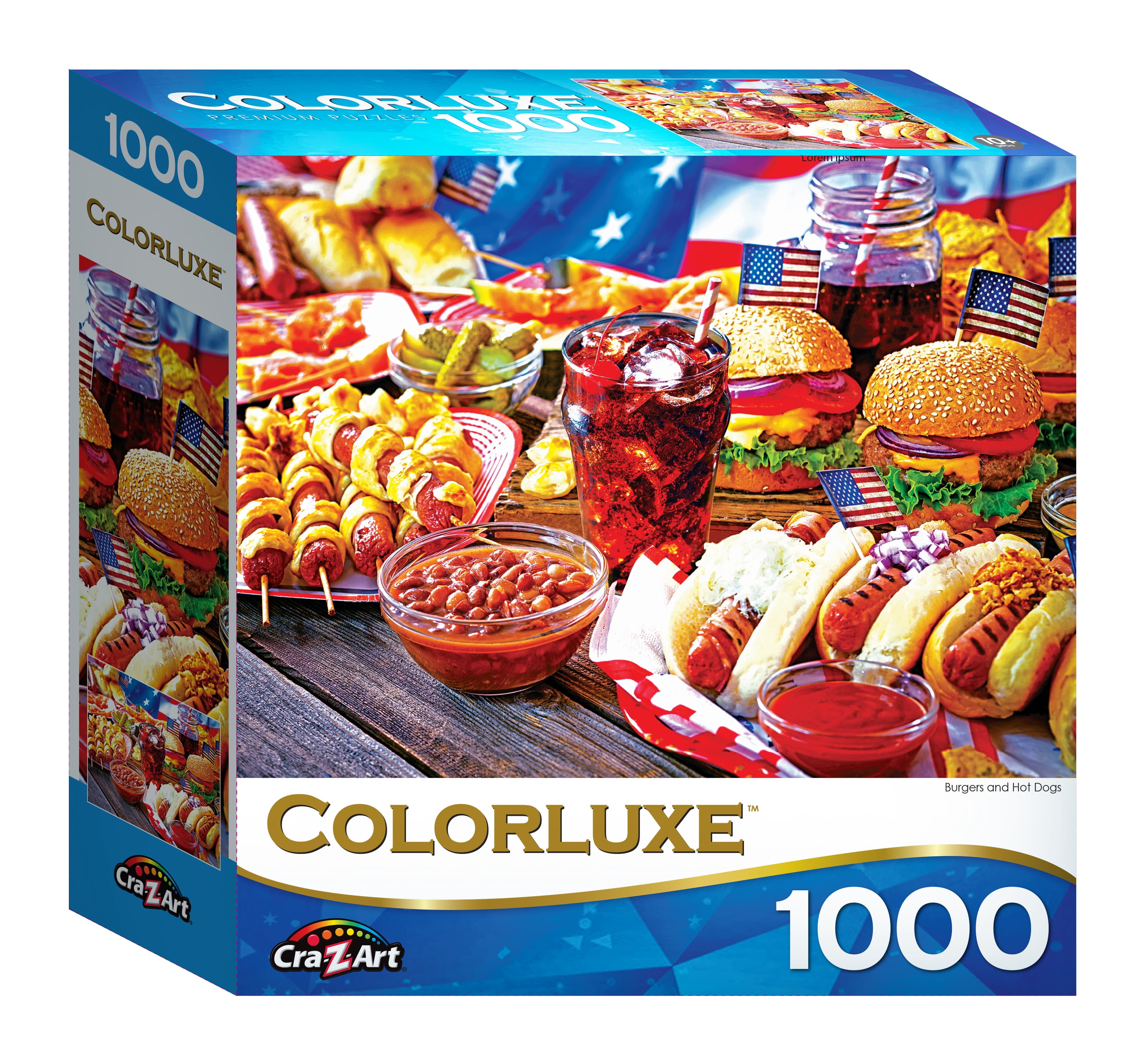 Roseart Colorluxe 1000 Piece Burgers and Hot Dogs Adult Interlocking Jigsaw Puzzle