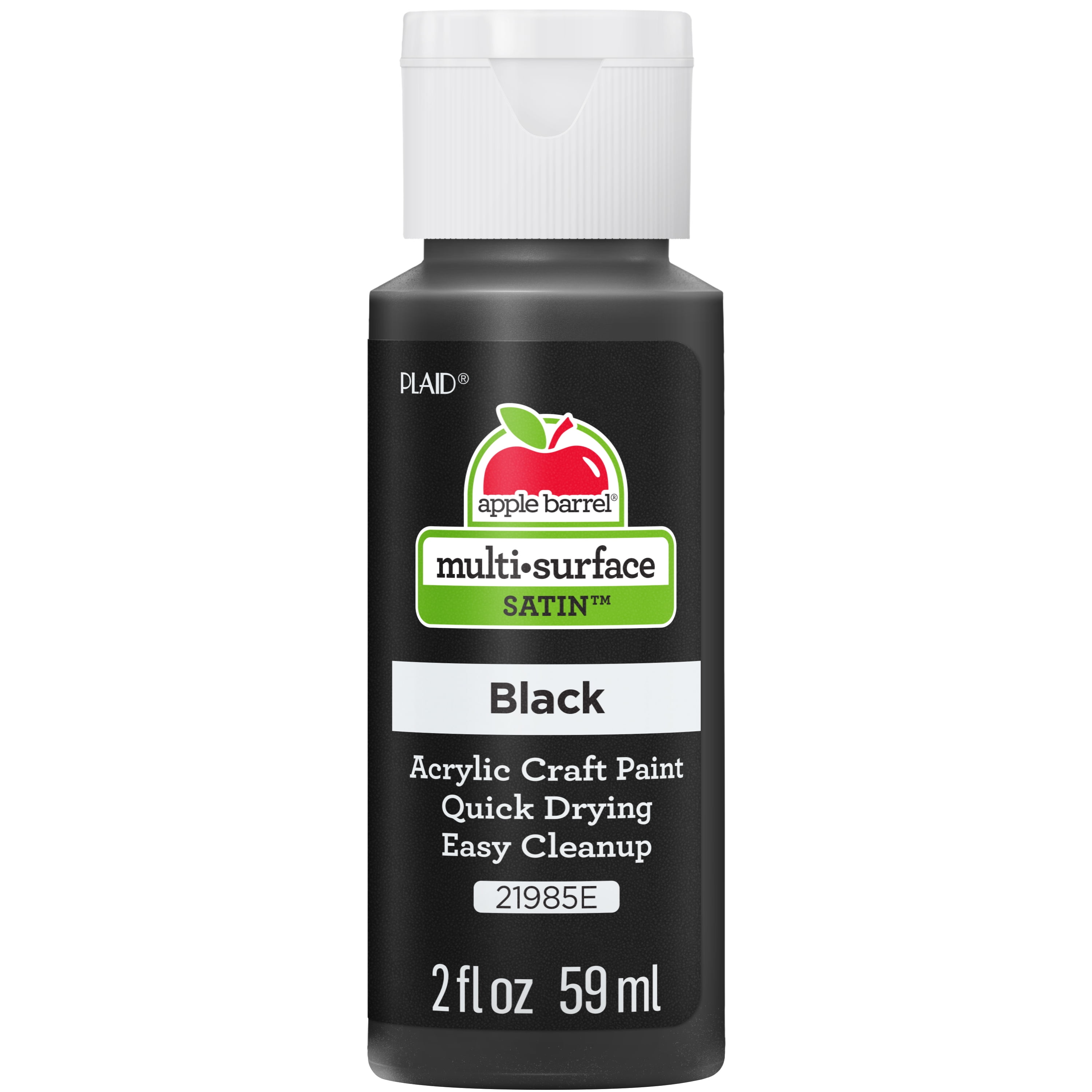 (2 pack) Apple Barrel Multi-Surface Acrylic Craft Paint, Satin Finish, Black, 2 fl oz