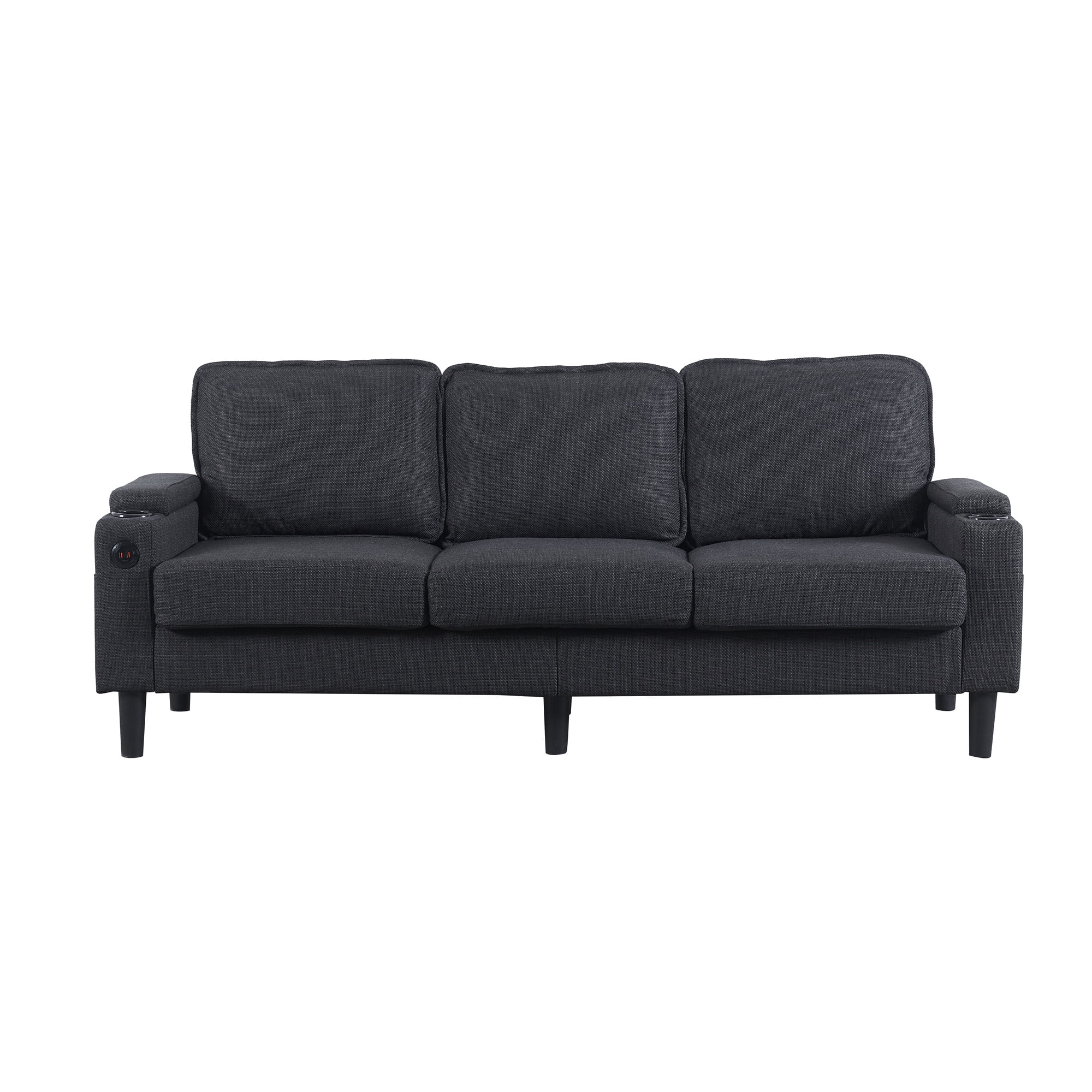 Aukfa 78" Sectional Sofa with USB Port, Storage Ottoman, Armrest w/ Hidden Storage, Linen, Dark Gray