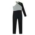 thumbnail image 5 of iiniim Kids Girls Gymnastics Leotard One Shoulder Figure Skating Jumpsuit Romper Footless Unitard Gray 10, 5 of 7