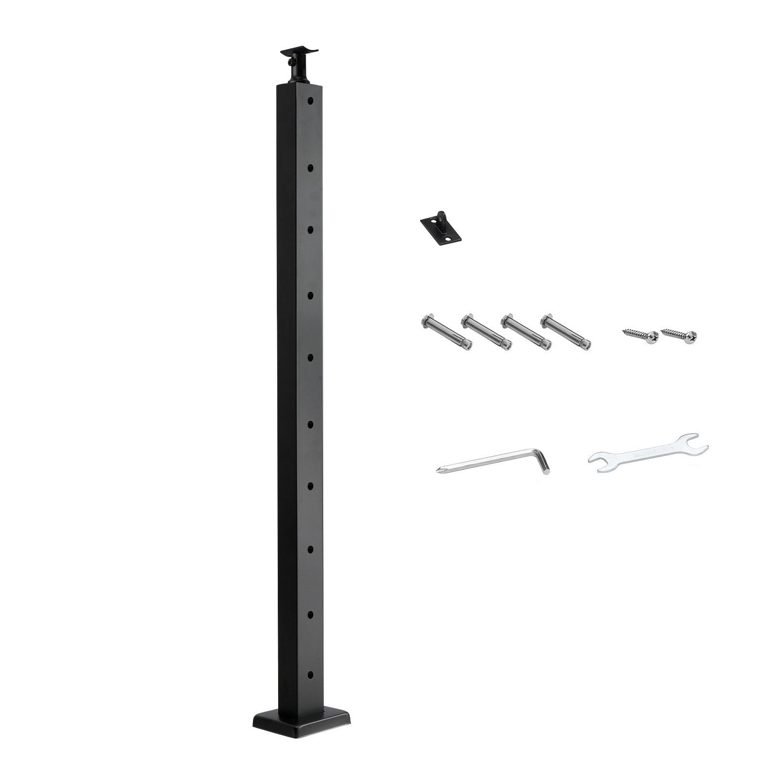 Cable Railing Post, Horizontal Hole Design, 42" Height, SUS304 Stainless Steel, 3" Hole Spacing, 10-12 Holes, for Deck, Stair, Patio & Balcony Railing Protection