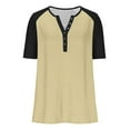 thumbnail image 6 of Xuyuer Womens V Neck Basic Tops Color Block Tunic T Shirts Summer Short Sleeve Casual Tees Shirts Summer Henley Tshirts Raglan Trendy Tops Business Casual Basic Tee Loose Fit, 6 of 8