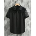 thumbnail image 3 of Mens Floral Lace Shirt Short Sleeve Hollow Out Sheer See Through Casual Button Down Shirts Party Clubwear, 3 of 7