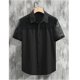 thumbnail image 4 of Blusa y camisa de manga corta con cuello vuelto para hombre, color liso, informal, de encaje, con solapa versátil, abrigo de poliéster para hombre, 4 of 7