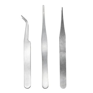 3pcs Precision Reverse Ceramic Stainless Steel Tweezers Non-Conductive,  Anti-Magnetic Pointed & Curved Tips Tweezers Set Cross Lock Soldering Tool