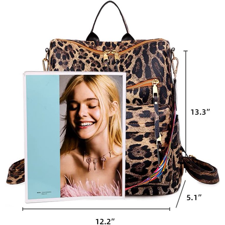QWZNDZGR Animal Print PU Leather Tote Bag for Women Retro Shoulder Bag with  Tassel Leopard Print Top Handle Handbag for Work 