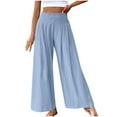 thumbnail image 2 of Aboser Womens Cotton Linen Palazzo Pants Summer Wide Leg Trousers Comfy High Waisted Pants Casual Loose Fit Beach Trouser with Pockets, 2 of 8